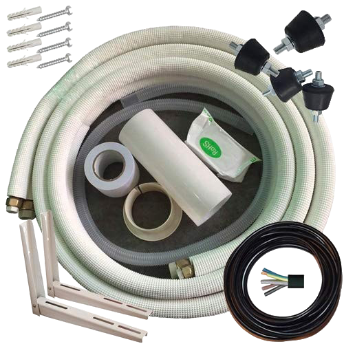 18000/24000 BTU 2x3m/5m Kältemittelleitungen Full-Kit +Wandhalter +Dämpfer
